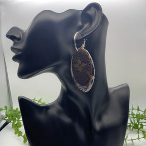 Silver cheetah LV earrings