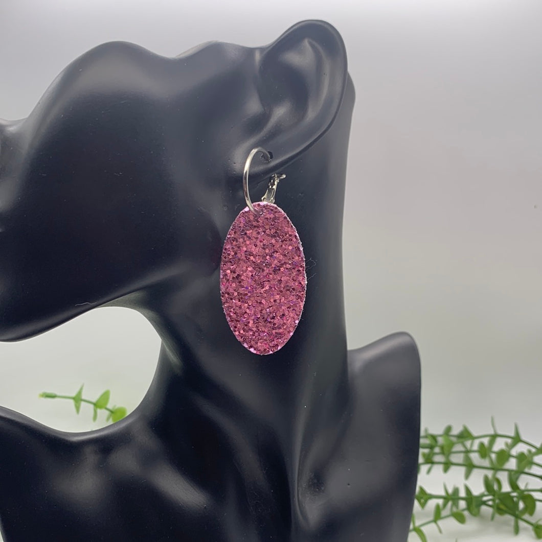 Pink glitter earrings